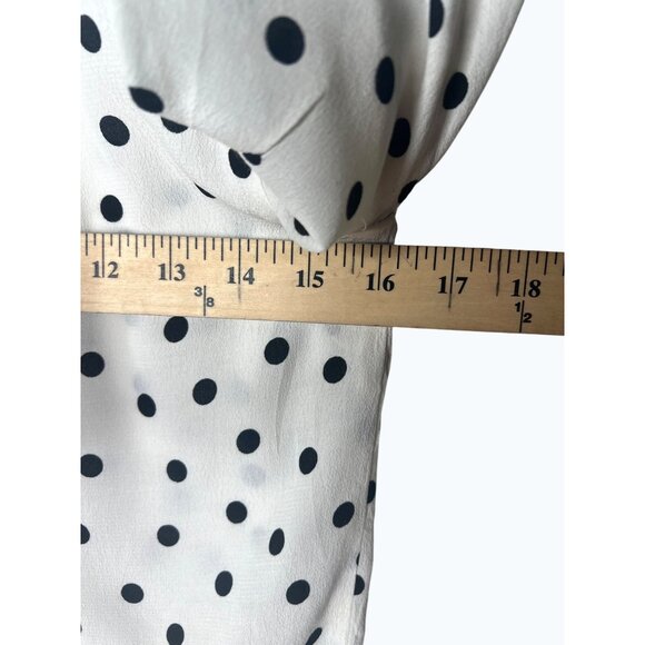 Maeve By Anthropologie Jourdain Blouse Polka Dot Ruched Sleeve Button Down X-S - Picture 7 of 15